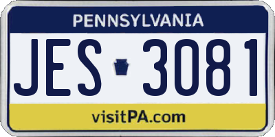 PA license plate JES3081