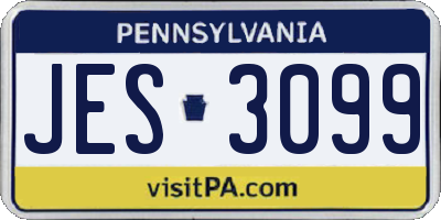 PA license plate JES3099