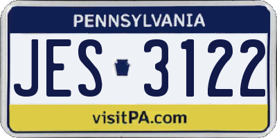 PA license plate JES3122
