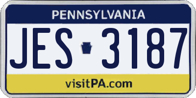 PA license plate JES3187