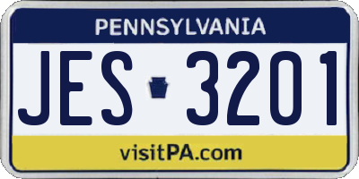 PA license plate JES3201