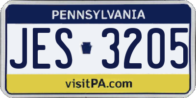 PA license plate JES3205