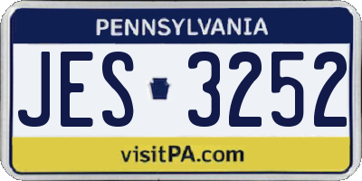 PA license plate JES3252