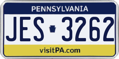 PA license plate JES3262