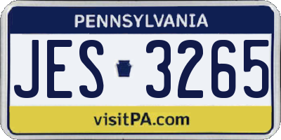 PA license plate JES3265
