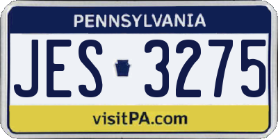 PA license plate JES3275