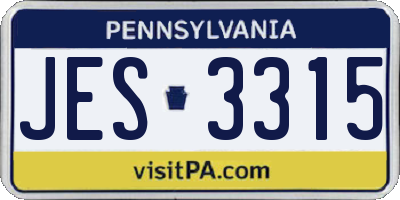 PA license plate JES3315