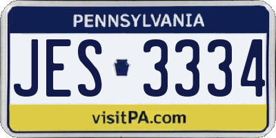 PA license plate JES3334