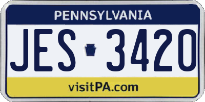 PA license plate JES3420