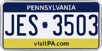 PA license plate JES3503