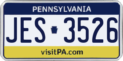 PA license plate JES3526
