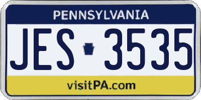 PA license plate JES3535