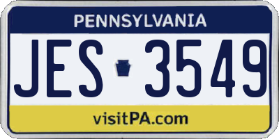 PA license plate JES3549