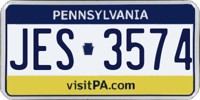 PA license plate JES3574