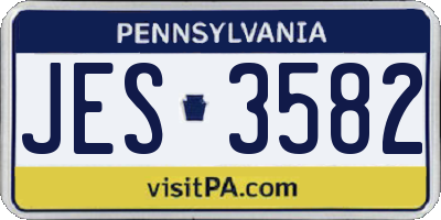 PA license plate JES3582
