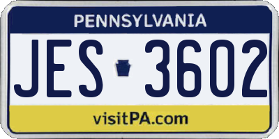 PA license plate JES3602