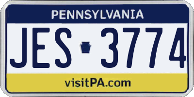 PA license plate JES3774