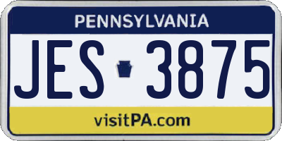 PA license plate JES3875