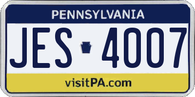 PA license plate JES4007