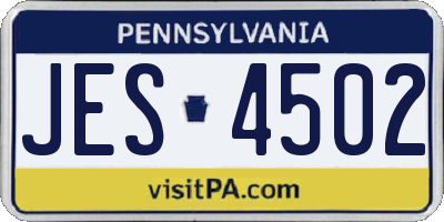 PA license plate JES4502