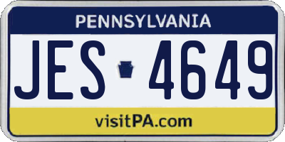 PA license plate JES4649