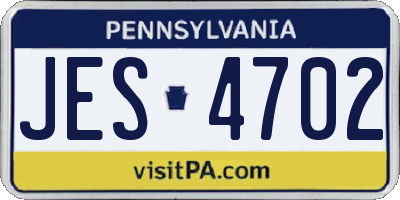PA license plate JES4702
