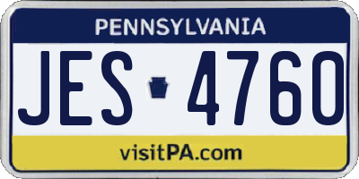 PA license plate JES4760