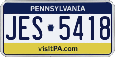 PA license plate JES5418