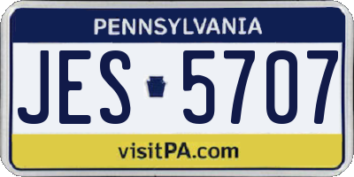 PA license plate JES5707