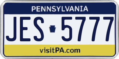 PA license plate JES5777