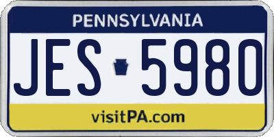 PA license plate JES5980