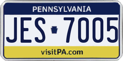 PA license plate JES7005