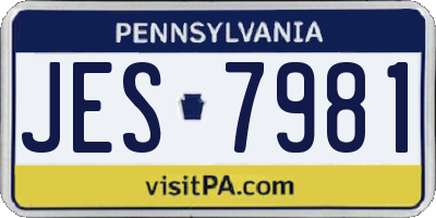 PA license plate JES7981