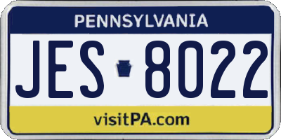 PA license plate JES8022