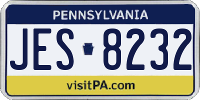 PA license plate JES8232