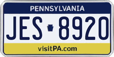 PA license plate JES8920