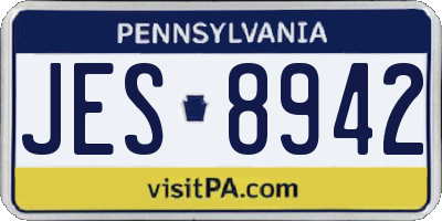 PA license plate JES8942