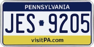 PA license plate JES9205