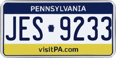 PA license plate JES9233
