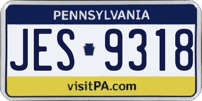 PA license plate JES9318
