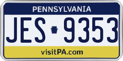 PA license plate JES9353
