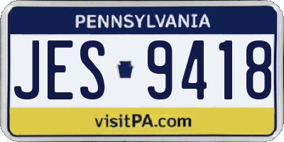 PA license plate JES9418