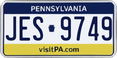 PA license plate JES9749