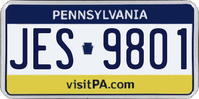 PA license plate JES9801