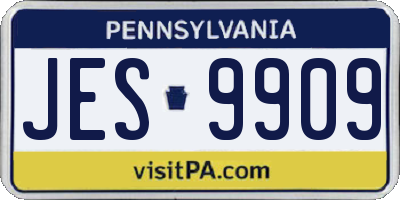PA license plate JES9909