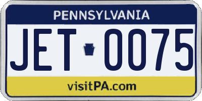 PA license plate JET0075