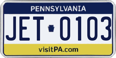 PA license plate JET0103