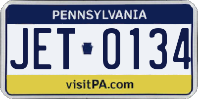 PA license plate JET0134