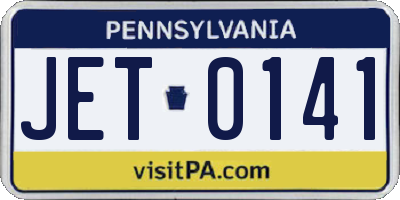 PA license plate JET0141