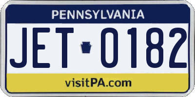 PA license plate JET0182